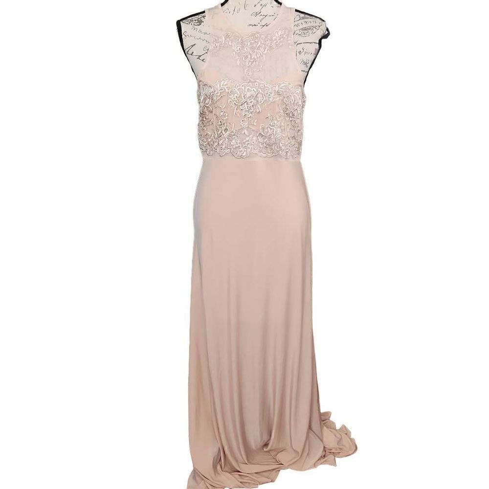 AX Paris Ladies Blush Pink Formal Applique Bodice Sleeveless Gown - Size 12